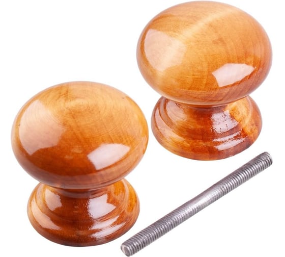 Изображение товара Ручка-кнопка банная Стройбат ЙО, дерево, лак дуб, 5 шт 578200