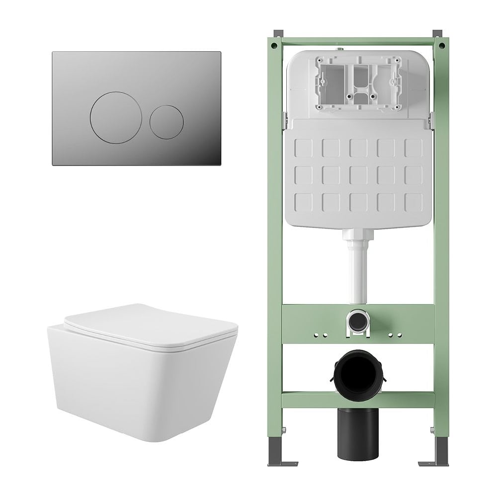 Изображение товара Комплект для инсталляции унитаза ALS SITEMA безободковый с панелью хром