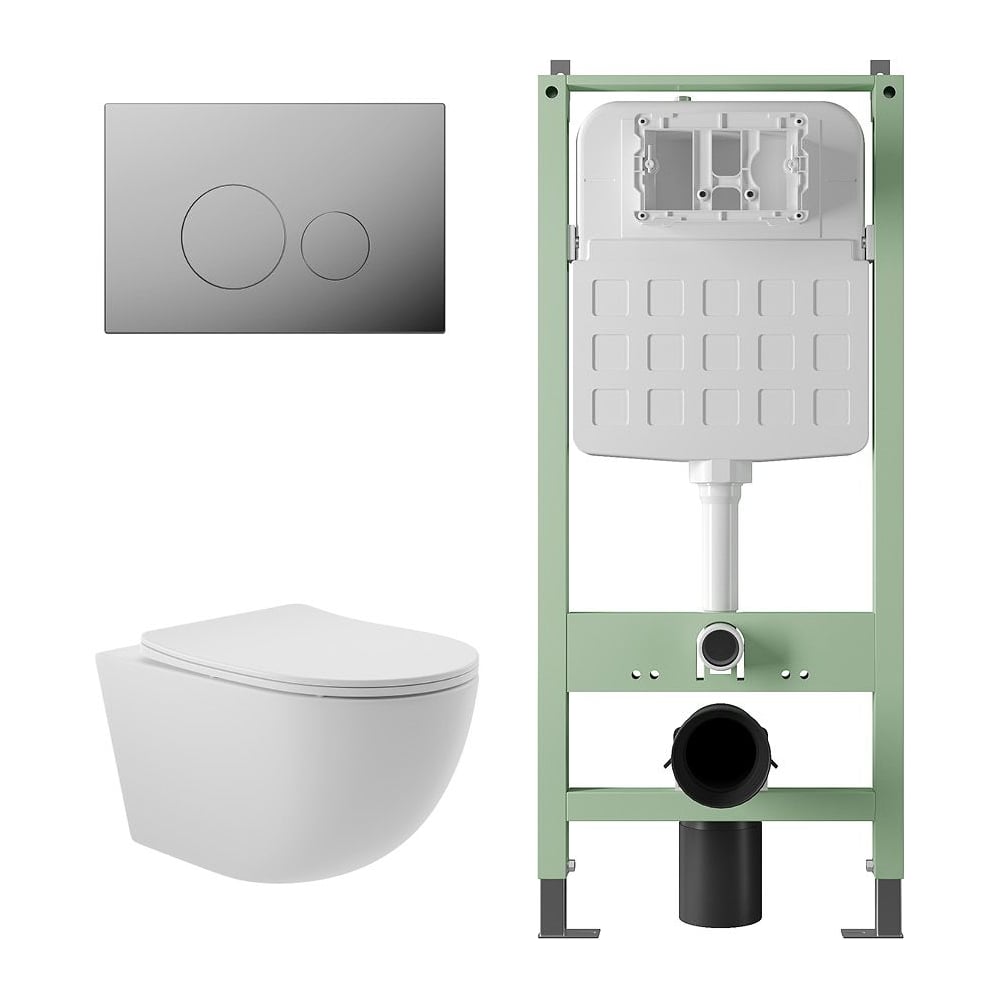 Изображение товара Комплект Alentori Инсталляция SITEMA + подвесной унитаз безободковый белый