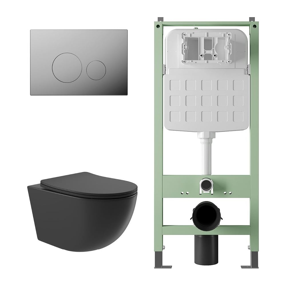 Изображение товара Комплект для ванной Alentori Инсталляция SITEMA с унитазом и панелью смыва