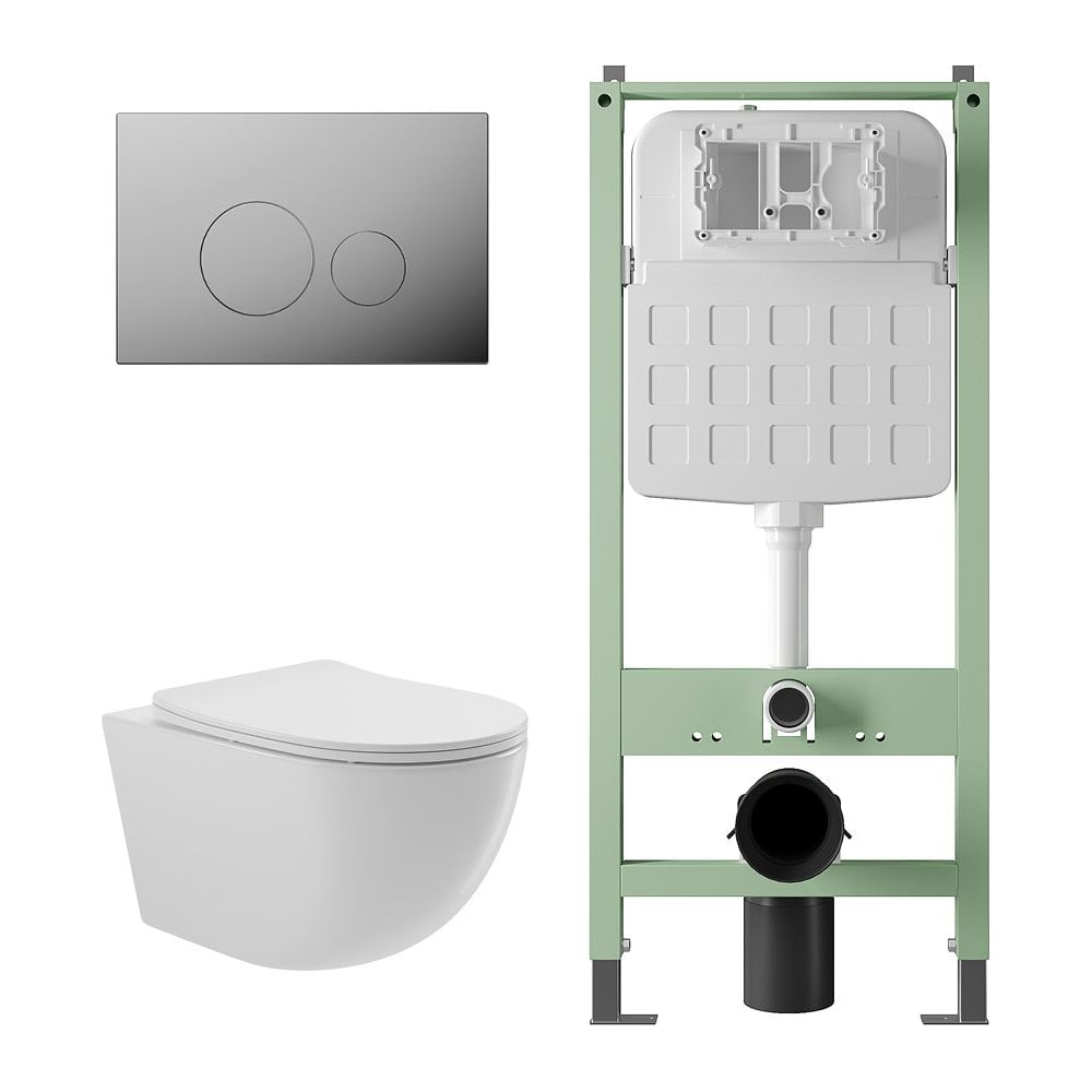 Изображение товара Комплект унитаза SITEMA с инсталляцией Alentori и панелью смыва хром