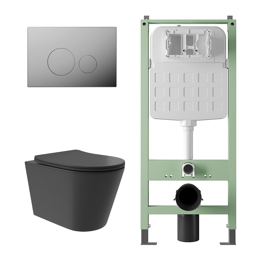 Изображение товара Комплект инсталляции и унитаза Alentori SITEMA с безободковой конструкцией и современным дизайном