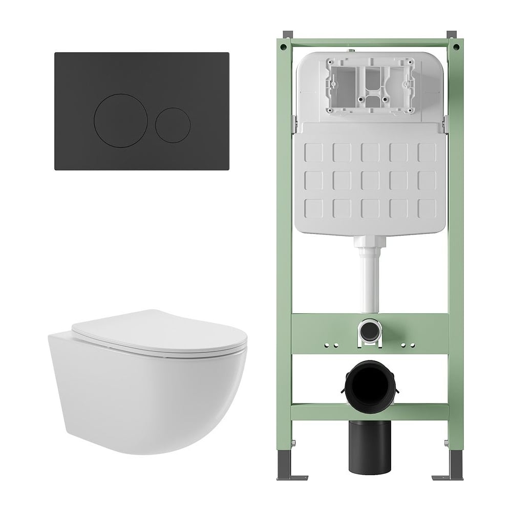 Изображение товара Комплект инсталляции SITEMA с унитазом и панелью смыва черный матовый
