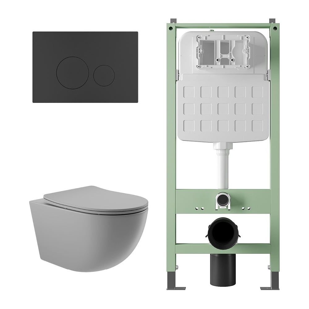 Изображение товара Комплект для инсталляции и подвесной унитаз SITEMA с безободковой конструкцией