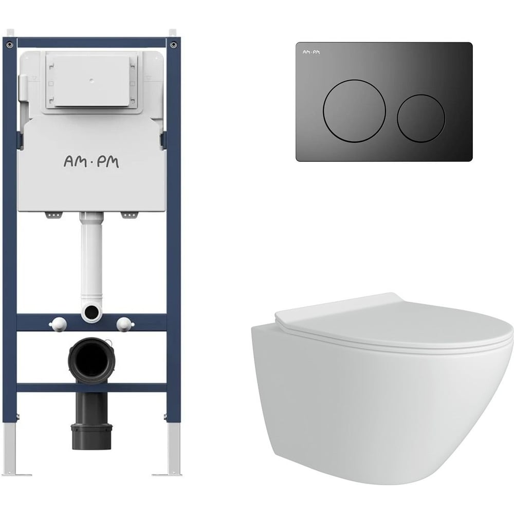 Изображение товара Комплект инсталляции и унитаз AM.PM PrimeFit безободковый с быстрым сиденьем