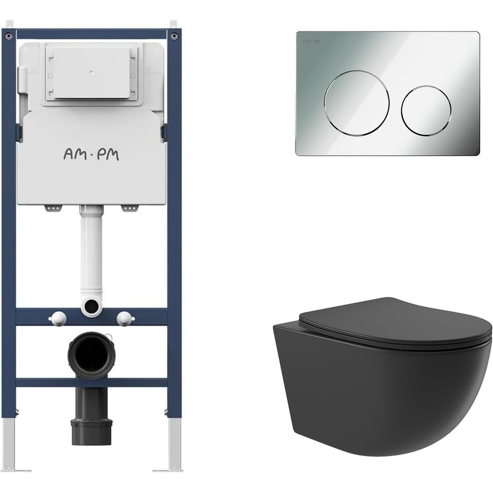 Изображение товара Комплект AM.PM I012709.0151 PrimeFit для подвесного унитаза черный