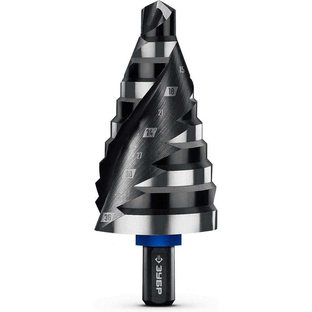 Изображение товара Сверло ступенчатое Зубр BLACK FORCE 9-36 мм 10 ступеней