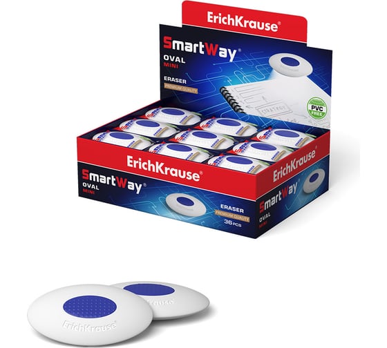 Изображение товара Ластик ErichKrause SmartWay Mini Oval с пластиковым держателем 45533