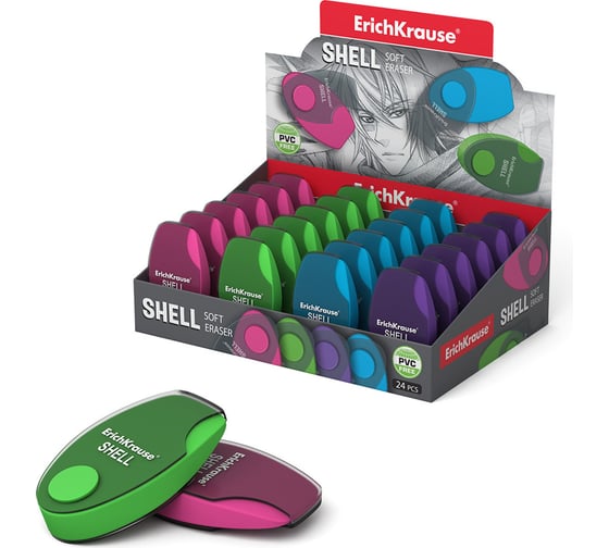 Изображение товара Ластик ErichKrause Shell в пластиковом футляре 35133