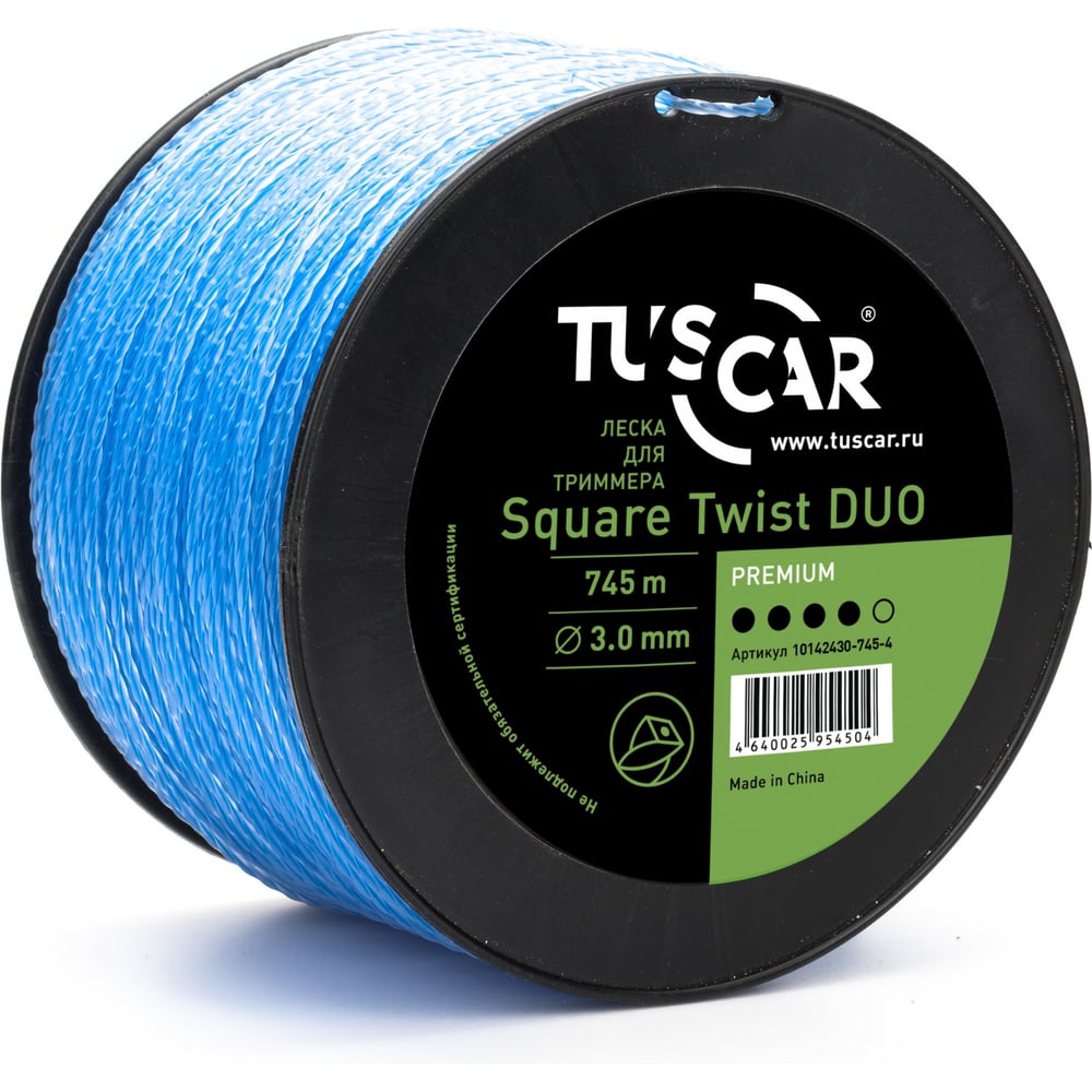Изображение товара Леска для триммера TUSCAR Square Twist DUO Premium 3.0 мм 745 м