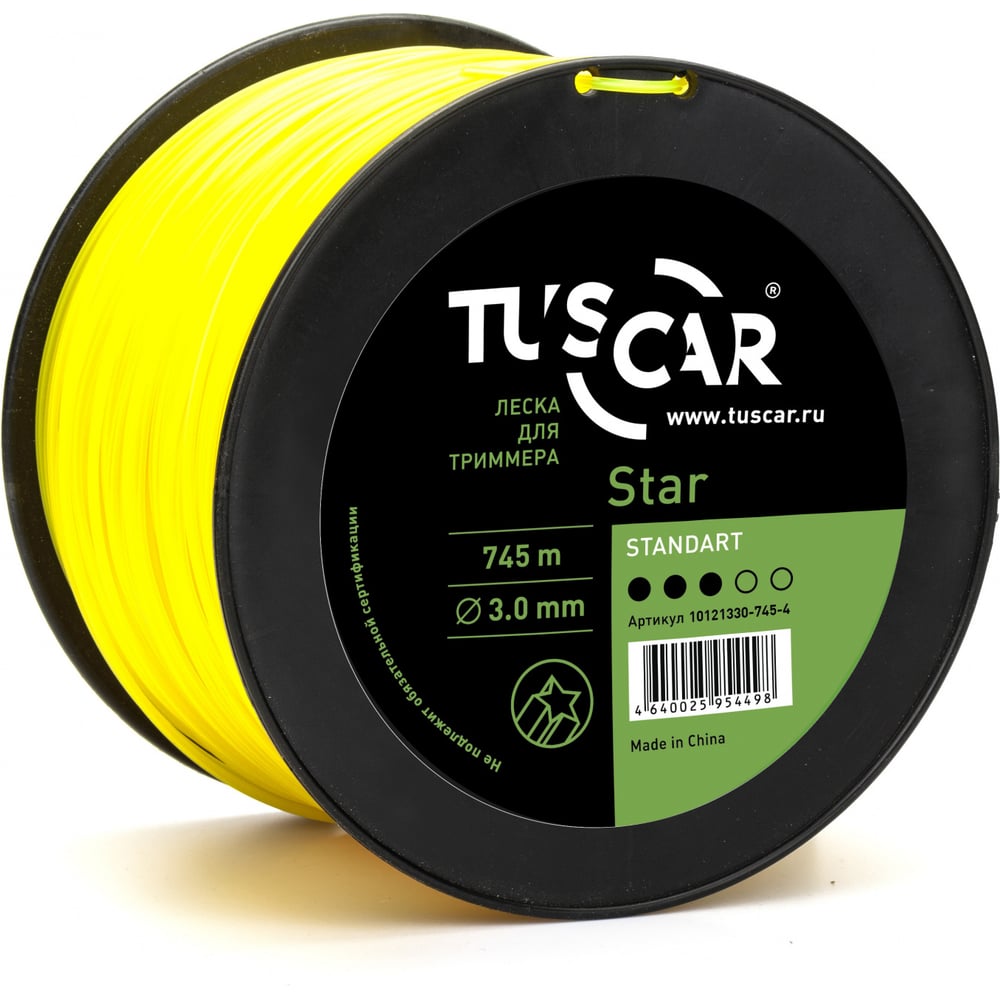 Изображение товара Леска для триммера TUSCAR Star Standart 3.0 мм 745 м катушка Желтая