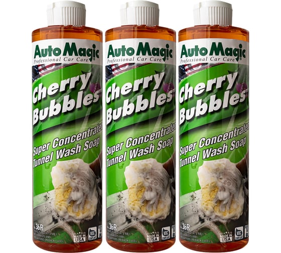 Изображение товара Автошампунь с вишневым ароматом AutoMagic CHERRY BUBBLES (USA) 473 мл, 3шт 36R_3