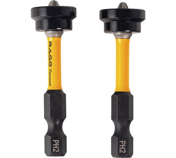 Изображение товара Биты для шуруповерта магнитные с ограничителем RAGE Furious S2 PH2 x 50 мм 2 шт 554508