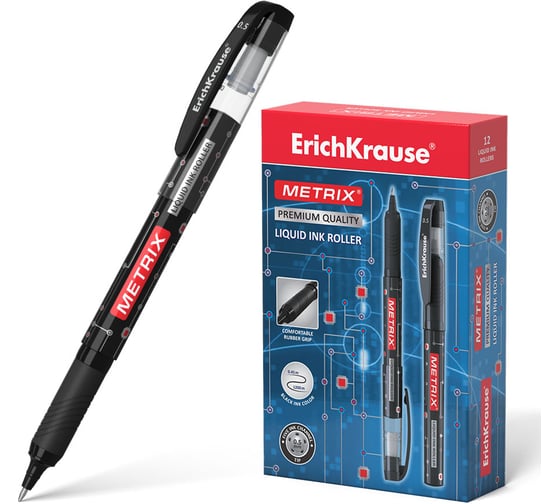 Изображение товара Ручка-роллер ErichKrause Metrix, черный 45480