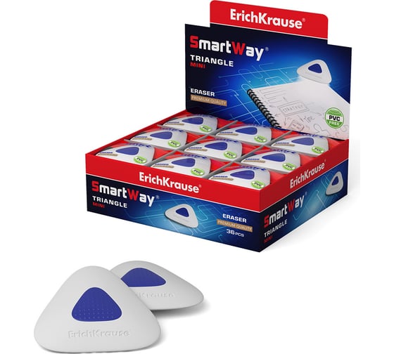 Изображение товара Ластик ErichKrause SmartWay Mini Triangle с пластиковым держателем 45552