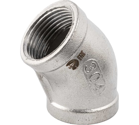 Изображение товара Отвод резьбовой NEWKEY вр/вр 45, нержавеющая сталь AISI304 DN25 (1), (CF8), PN16 NK-FEDD45_25/4