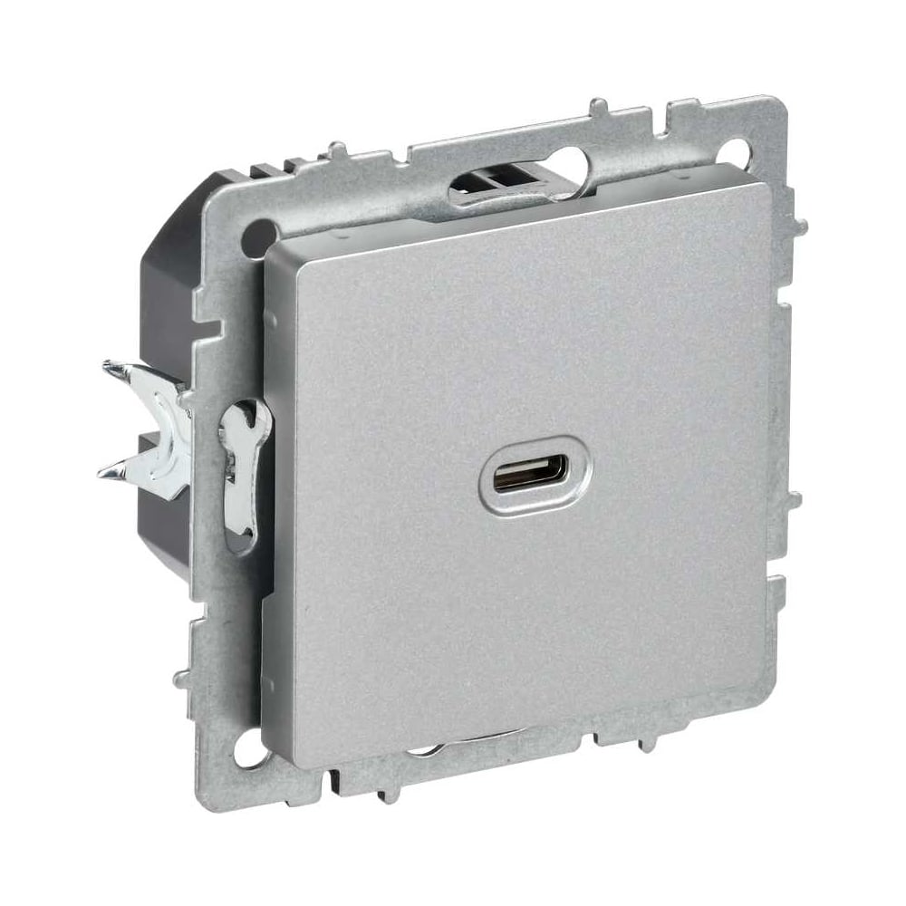 Изображение товара Розетка USB C IEK BRITE 65Вт алюминий встроенная механическая с Type C