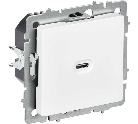 Изображение товара Розетка IEK BRITE USB C, 65Вт, высокоскоростная зарядка, арктический белый РЮ12-1-БрАБ BR-U13-065-K91