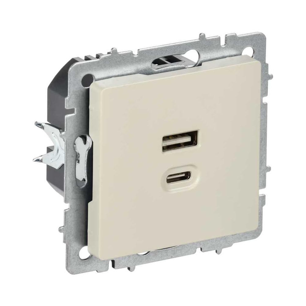 Изображение товара Розетка IEK BRITE USB A+C 45Вт с защитой IP20 в бежевом цвете