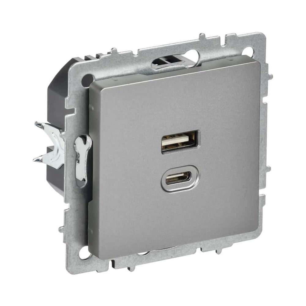 Изображение товара Розетка IEK BRITE USB A+C 45Вт высокоскоростная с монтажом внутри стены