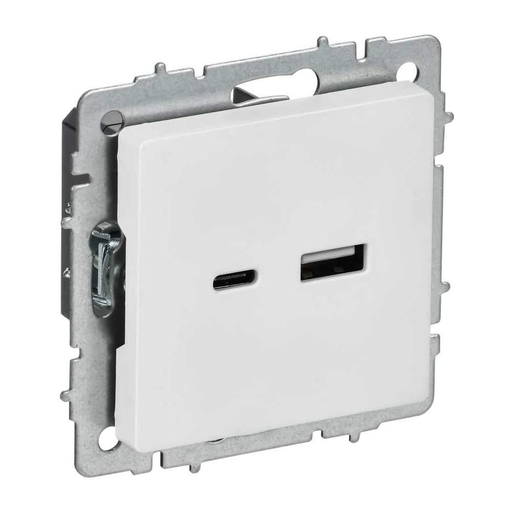 Изображение товара Розетка IEK BRITE USB A+C 18Вт арктический белый сборка IP20