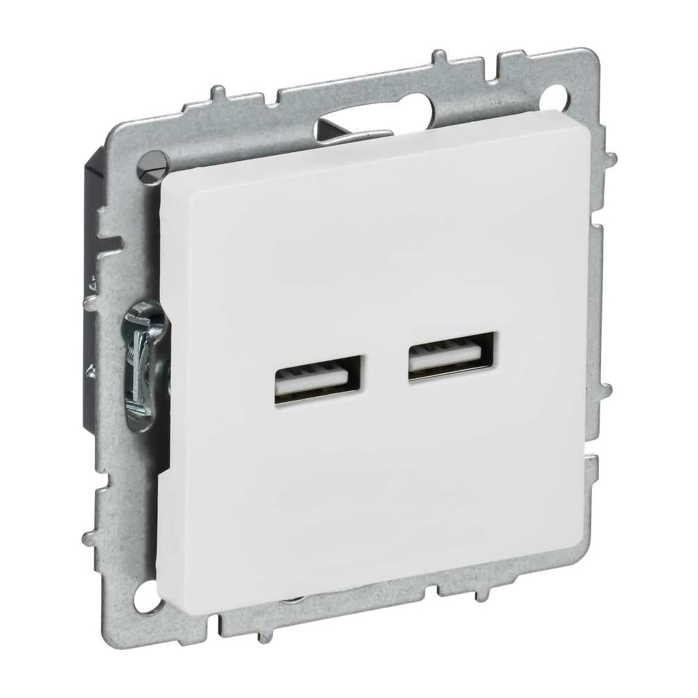Изображение товара Розетка IEK BRITE USB A+A, 3.1А, арктический белый РЮ10-1-БрАБ BR-U21-D31-K91