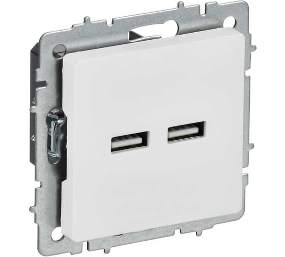 Изображение товара Розетка IEK BRITE USB A+A, 3.1А, арктический белый РЮ10-1-БрАБ BR-U21-D31-K91