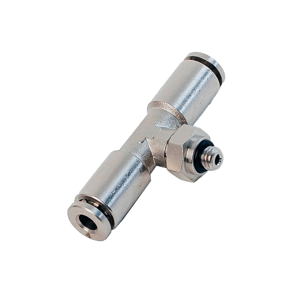 Изображение товара Латунный фитинг тройник NBPT NPBT 08-G03 3/8М-8 мм никелированный