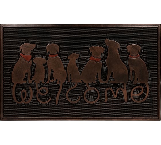 Изображение товара Придверный коврик VORTEX Welcome Собаки 45x75 см, медь 24317
