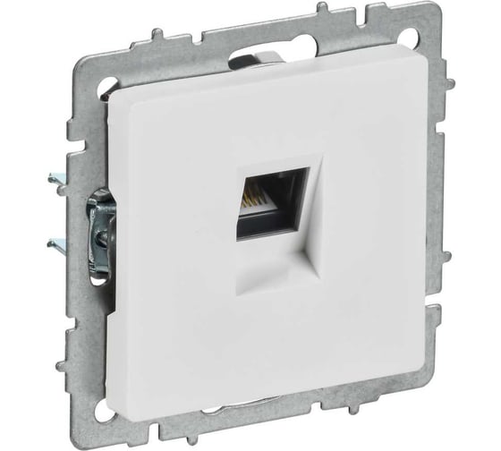Изображение товара Розетка компьютерная IEK BRITE RJ45, категория 5E, арктический белый РК10-БрАБ BR-K10-1-K91