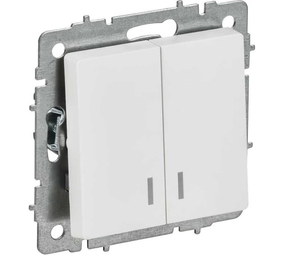Изображение товара Выключатель 2-клавишный IEK BRITE с индикацией, 10А, арктический белый ВС10-2-1-БрАБ BR-V20-1-10-K91