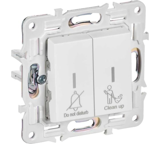 Изображение товара Выключатель 2-клавишный IEK BRITE с индикацией, отельный, 10А, арктический белый SK-V16W SK-V20-2-10-K01