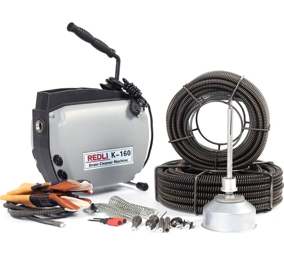 Изображение товара Электрическая прочистная машина REDLI до 150мм (в комплекте спирали 22мм-20м, 16мм-20м, 8мм) K-160 UNI
