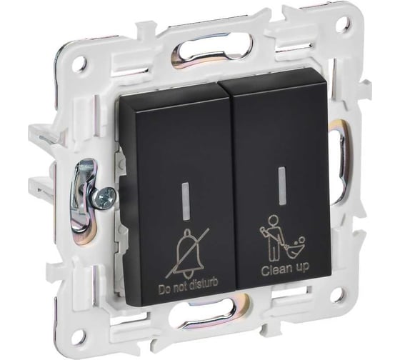 Изображение товара Выключатель 2-клавишный IEK BRITE с индикацией, отельный, 10А, черный SK-V16Bl SK-V20-2-10-K02