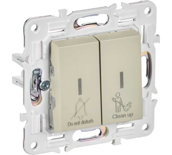 Изображение товара Выключатель 2-клавишный IEK BRITE с индикацией, отельный, 10А, бежевый SK-V16B SK-V20-2-10-K10