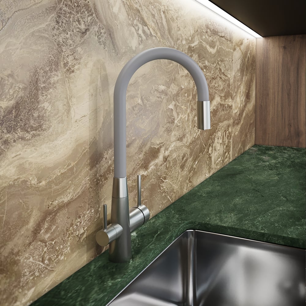 Изображение товара Смеситель для кухни ZARATSU с гибким изливом, Modern, серый