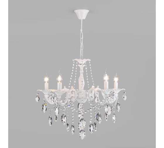 Изображение товара Подвесной светильник Eurosvet 10108 5 белый/прозрачный хрусталь Strotskis a045451