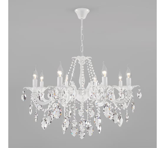 Изображение товара Подвесной светильник Eurosvet 10108 8 белый, прозрачный хрусталь Strotskis a045452