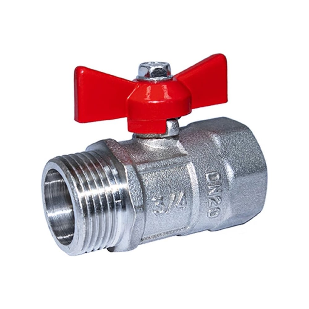 Изображение товара Кран шаровой ГАЛЛОП 3/4'' вн/нар бабочка Практик 131 никель 551965