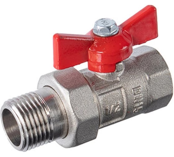 Изображение товара Кран шаровой ГАЛЛОП со сгоном 1/2'' бабочка 11б27п1 Практик 132 никель 551964