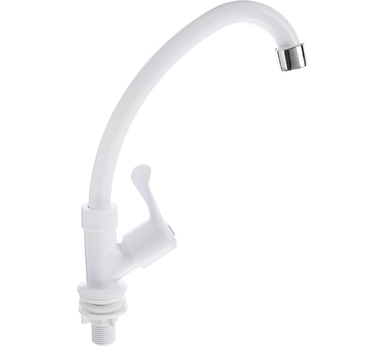 Изображение товара Кран для холодной воды СоюзКран однорычажный, пластик, гайка, белый 554-110