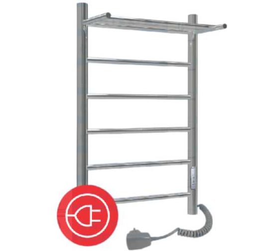 Изображение товара Полотенцесушитель электрический ТЕРМОДИЗАЙН нержавеющая сталь, TP лесенка с полкой, W=500,H=1000 (6 перекладин) TDTP006E