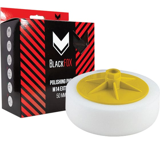 Изображение товара Круг полировальный поролоновый (150х50 мм; М14) твердый белый BlackFox 12350