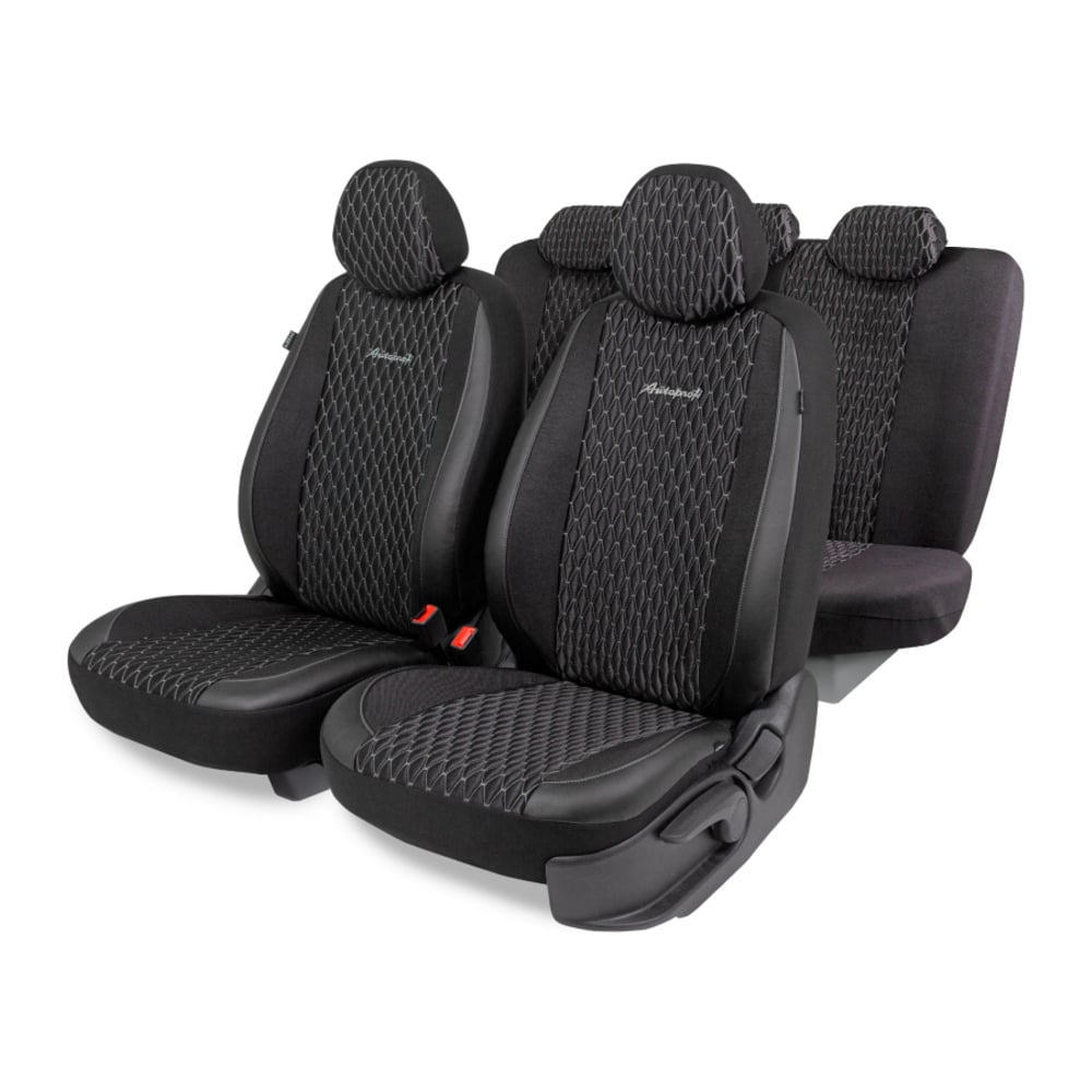 Изображение товара Авточехлы AUTOPROFI серия Premium Black Ice из экокожи льня и шёлка 11 предметов универсальные