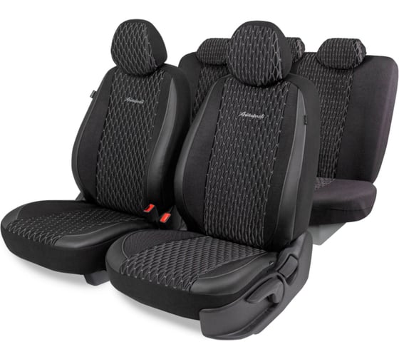 Изображение товара Авточехлы AUTOPROFI серия Premium, Black Ice. Ледяной шёлк, лён, премиальная экокожа, 7 мм. поролон, 4 молнии на заднем сидении, 11 предметов., чёрн./т.серый, ICE-1107 BK/D.GY
