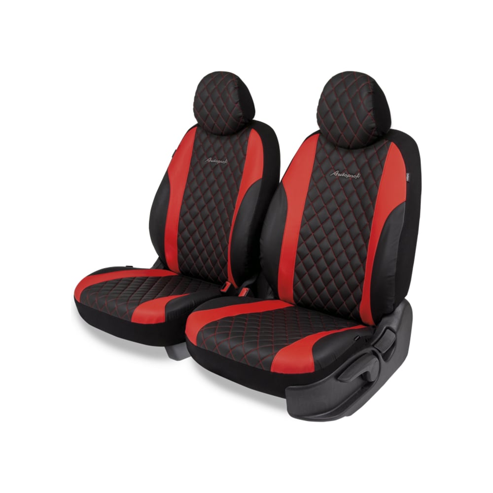 Изображение товара Авточехлы AUTOPROFI на передние сиденья экокожа черный/красный EXL-603G