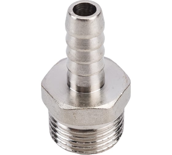 Изображение товара Штуцер (внешняя резьба 1/2" - елочка 10 мм; латунь никелированная) SANTRADE 1428