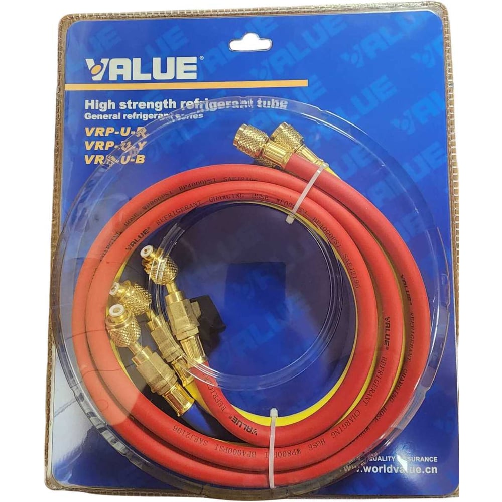 Изображение товара Шланг VALUE VRP-С-(R,Y,B) 150см с вентилями для водоснабжения и полива