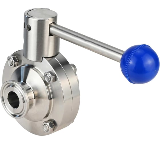 Изображение товара Затвор clamp 304-304-EPDM-2W-C-H Ду100 Ру10 пищевая нерж.сталь, с рукояткой DN.ru D050-73040