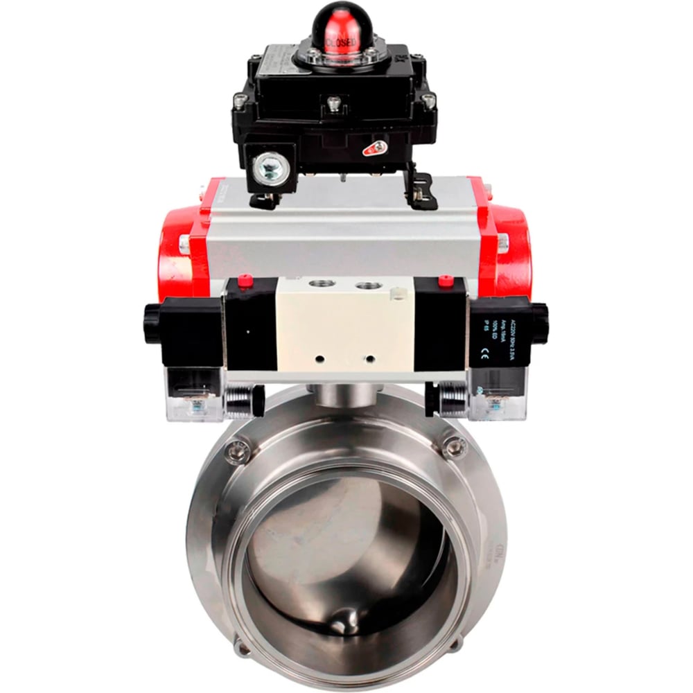 Изображение товара Затвор clamp 304-304-EPDM-2W-C-H Ду20 пневмопривод, нержавеющая сталь